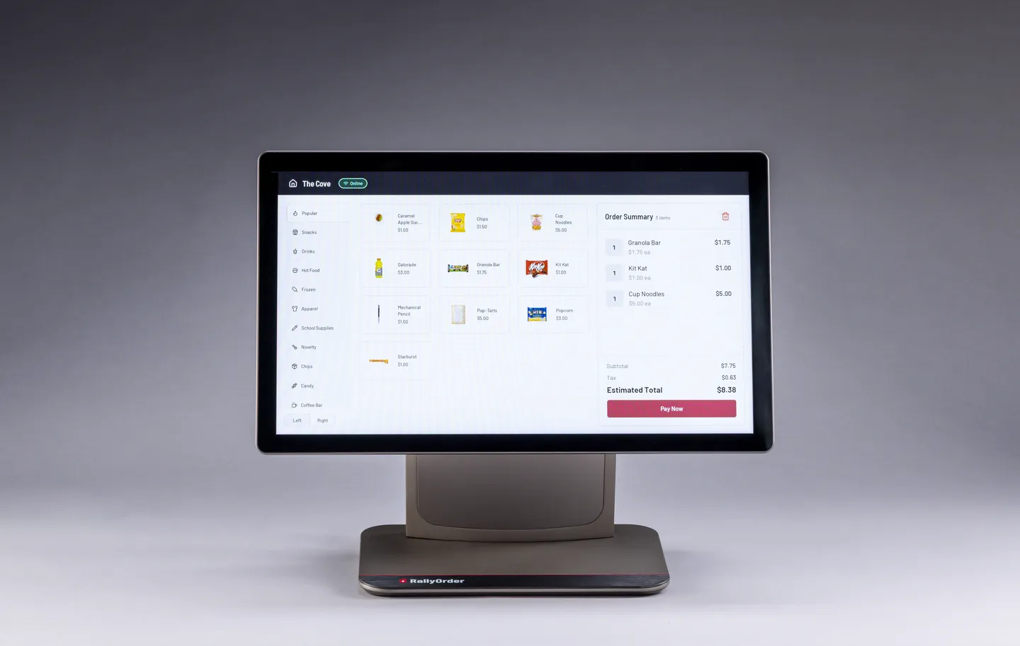 The register: a 15.6-inch touchscreen dedicated to the RallyOrder point of sale.